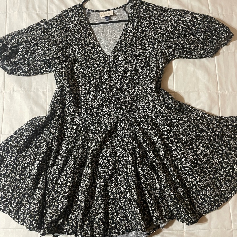 Floral Black and White Dress